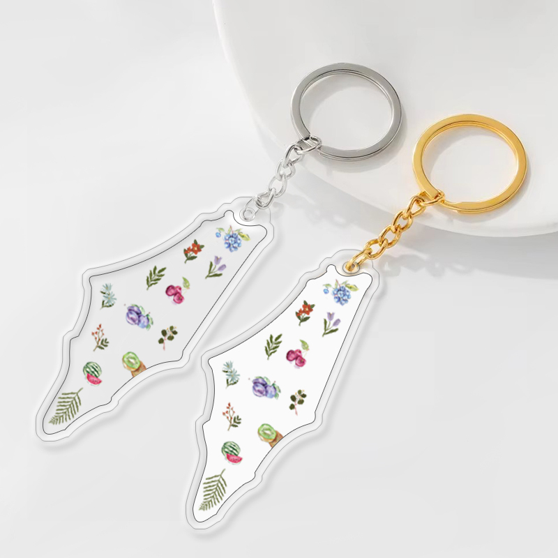 Custom Double Sided Acrylic Transparent Keychain Charm Holographic Palestine Key Chain