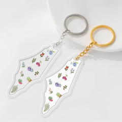 Custom Double Sided Acrylic Transparent Keychain Charm Holographic Palestine Key Chain