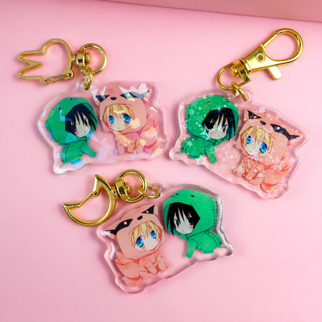 Custom Your Own Logo Kawaii Keychain Keyring Fashion Cartoon Print Cute Pendant Acrylic Key Chain