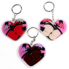 Custom Printed Promotion clear Acrylic logo Glitter Acrylic Heart Keychain Charms Acrylic Keychain Key Chain Accessories