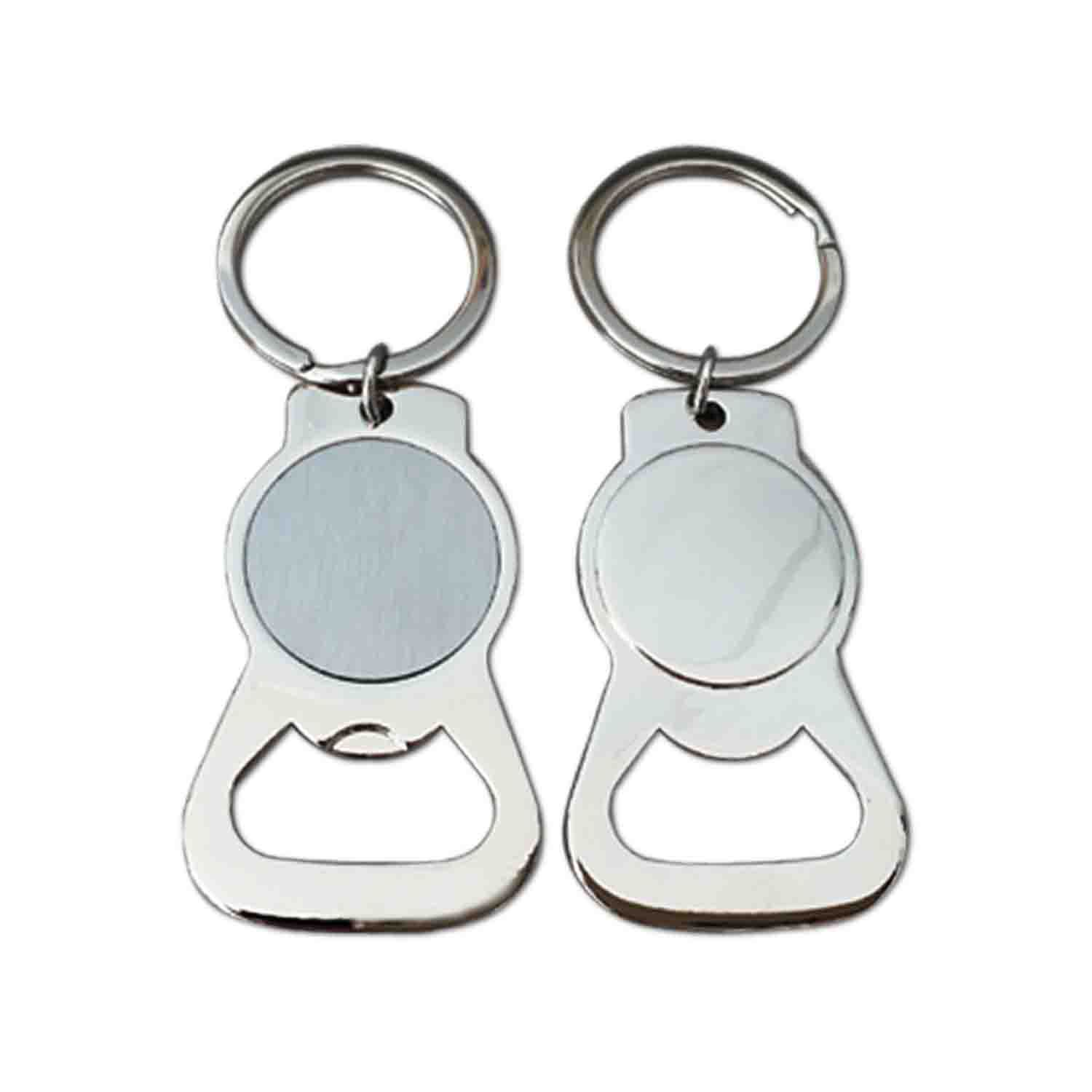 Custom Metal Crafts Sublimation Promotional Round Metal Key Chain Keyring Keychain Bottle Opener Blanks Accessories