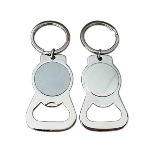Custom Metal Crafts Sublimation Promotional Round Metal Key Chain Keyring Keychain Bottle Opener Blanks Accessories