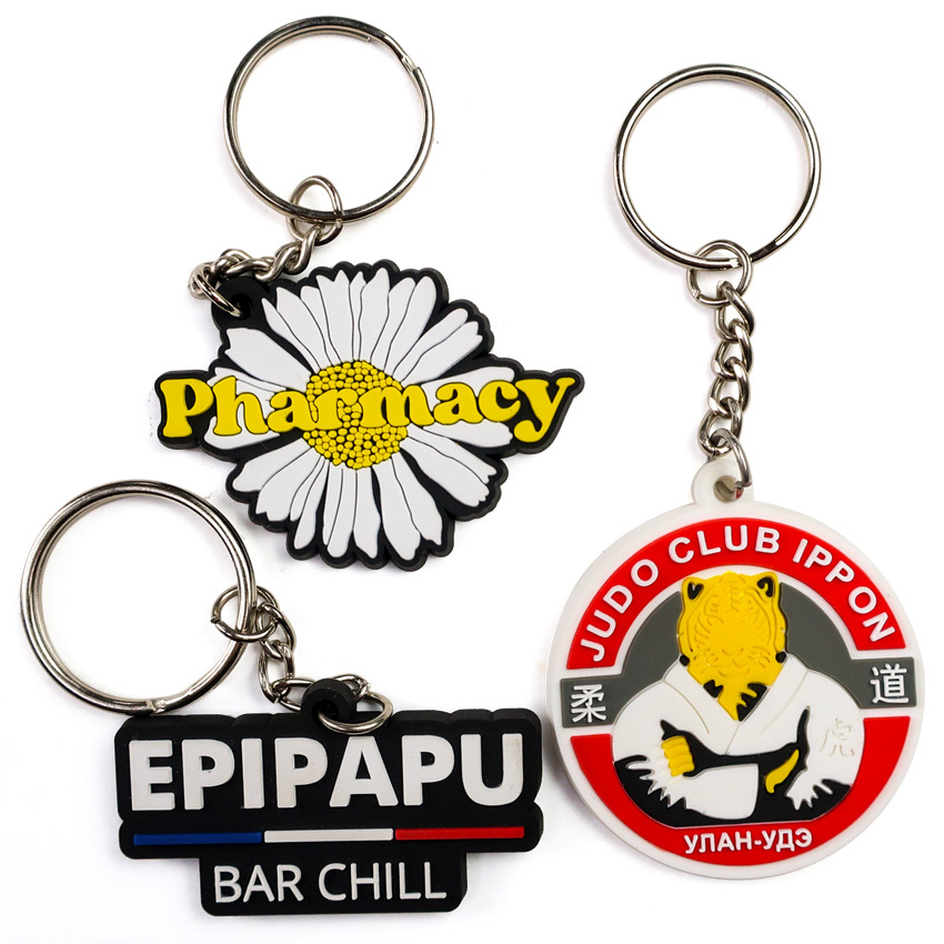 Custom Kids Plastic Rubber Pvc Daisy Keychain Custom Key Chain Silicone Keyring