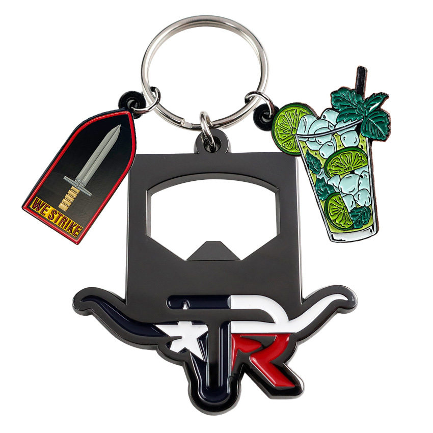 High Quality Zinc Alloy Custom Copper Plated Bottle Opener Key Chain Lobster Clasp Keyring Gadgets