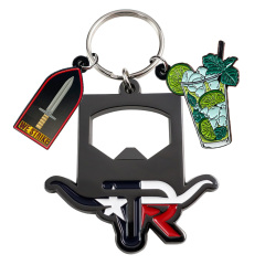 High Quality Zinc Alloy Custom Copper Plated Bottle Opener Key Chain Lobster Clasp Keyring Gadgets