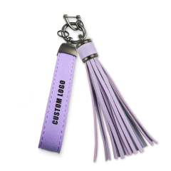 Custom Tassel Wristlet Keychain Luxury Leather Keyring for Engraving