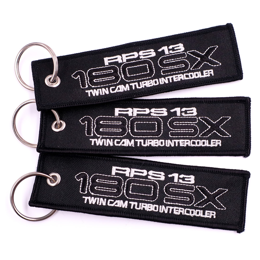 Custom Logo Embroider Motorcycle Car Key Ring Gifts Luggage Tag Fobs Keychains Customized Short Lanyard Patch Keychain