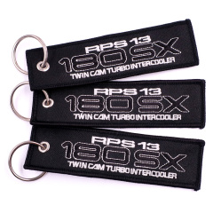 Custom Logo Embroider Motorcycle Car Key Ring Gifts Luggage Tag Fobs Keychains Customized Short Lanyard Patch Keychain