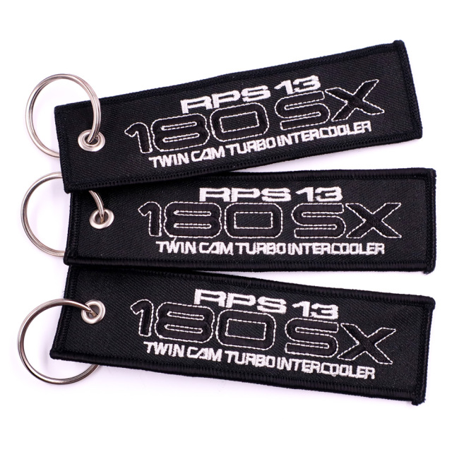 Custom Logo Embroider Motorcycle Car Key Ring Gifts Luggage Tag Fobs Keychains Customized Short Lanyard Patch Keychain
