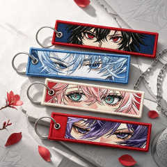 Cheap Woven Embroidered Fabric Keychain Custom Printed Anime Luggage Tag