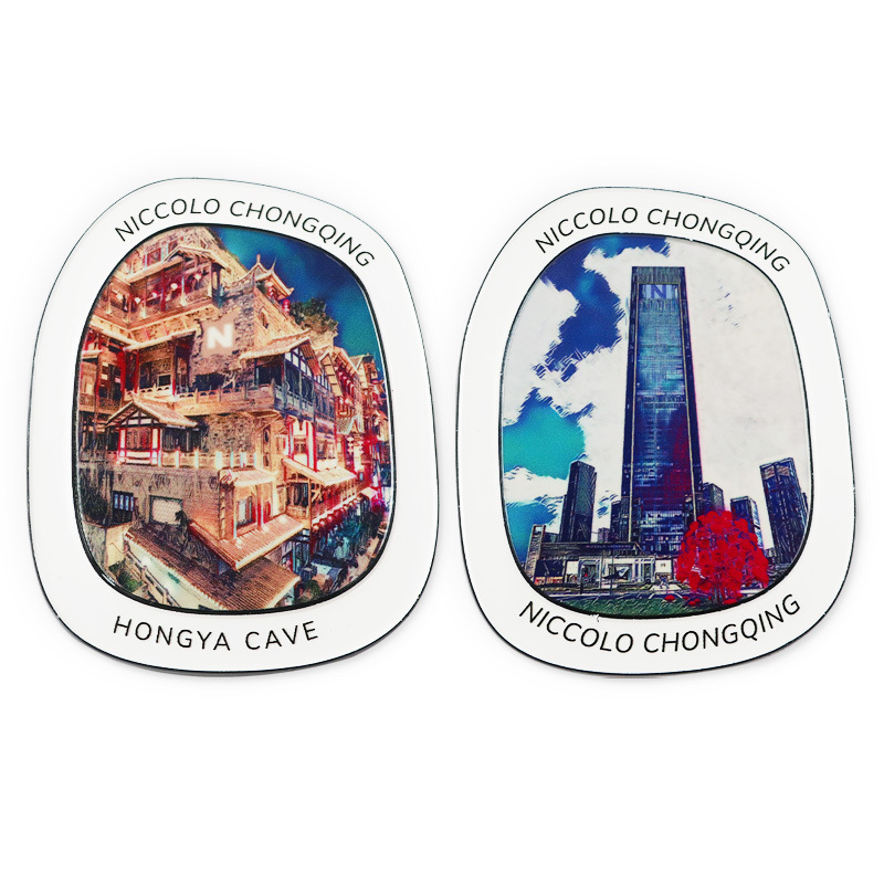 Wholesale Custom Metal Gifts logo Painted Color Casting Fridge Magnets Die Cut Refrigerator Magnet for Touris Souvenir
