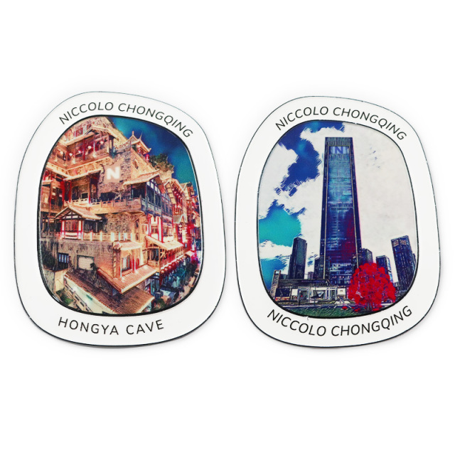 Wholesale Custom Metal Gifts logo Painted Color Casting Fridge Magnets Die Cut Refrigerator Magnet for Touris Souvenir