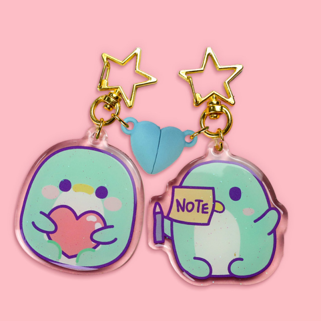 Custom Magnetic Acrylic Designer Charms Printed Juice Boba Acrylic Keychain for Jewelry Making