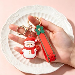 Factory Price Custom Christmas PVC Keychain Soft Wristband Key Pendant