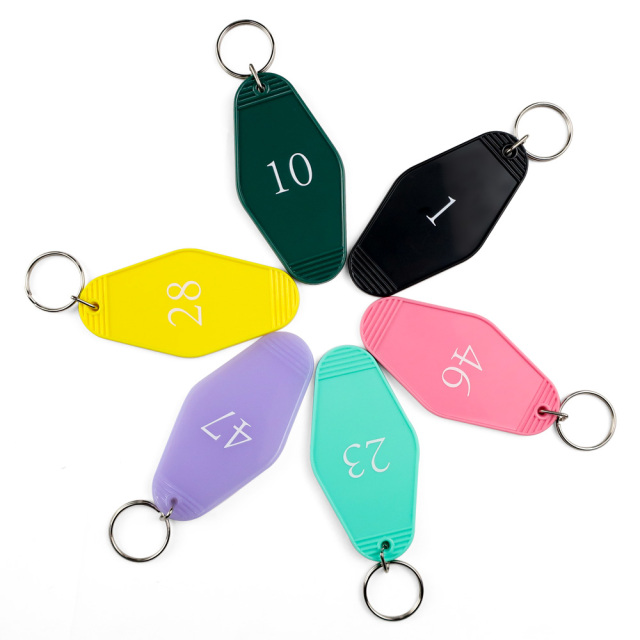Custom Color Blank Acrylic Key Chain clear Sublimation Holographic Hotel Motel Acrylic Keychain Charms for Jewelry Making