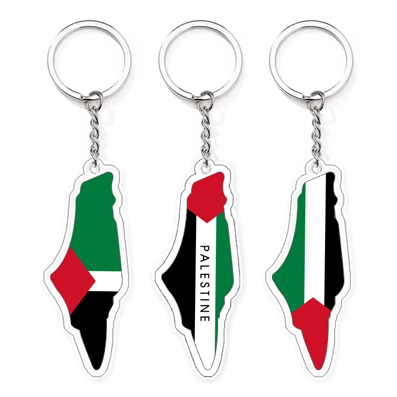 Custom Double Sided Acrylic Transparent Keychain Charm Holographic Palestine Key Chain