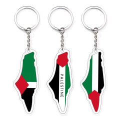 Custom Double Sided Acrylic Transparent Keychain Charm Holographic Palestine Key Chain