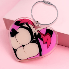 Custom Printed Promotion clear Acrylic logo Glitter Acrylic Heart Keychain Charms Acrylic Keychain Key Chain Accessories