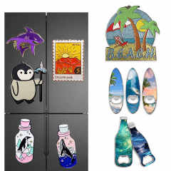 Wholesale Custom Metal Gifts logo Painted Color Casting Fridge Magnets Die Cut Refrigerator Magnet for Touris Souvenir