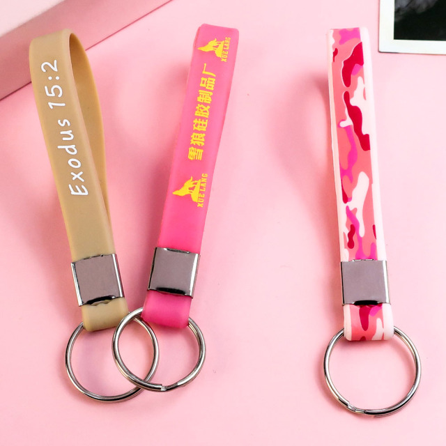 Promotional Gifts Silicone Bracelet Key Chain Keyring Silicone Wristband Lanyard Keychain