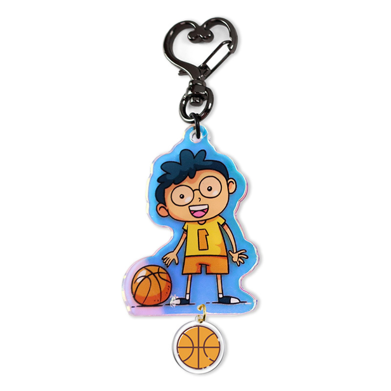 Custom Creative Epoxy Colored Charms clear Double Sided Printing Keychain Holographic holo Acrylic Keychain Charm