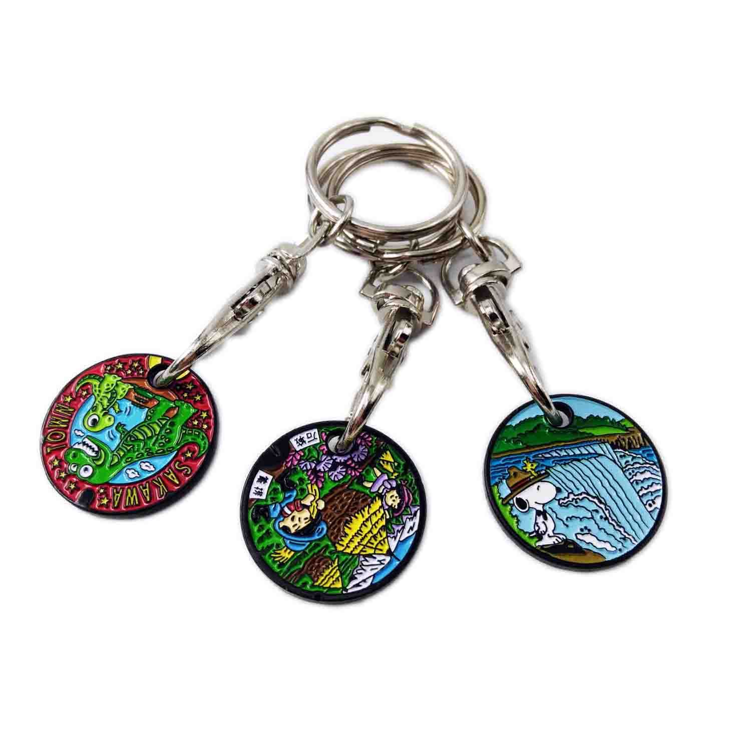 Wholesale Custom Logo Shopping Cart Coin Metal Key Chain/Metal Trolley Token Coin for