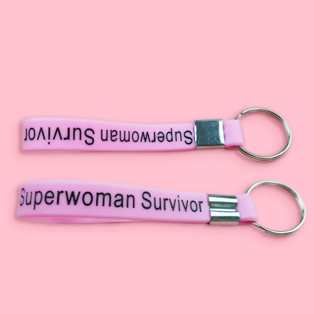 Custom Rubber Key Ring Sublimation Blank Silicone Wristlet Keychain Bulk