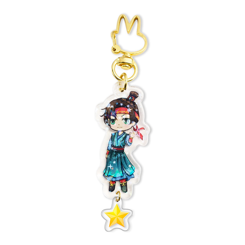 Custom Creative Epoxy Colored Charms clear Double Sided Printing Keychain Holographic holo Acrylic Keychain Charm