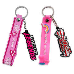 Cute Bracelet Wristlet Strap Keychain Custom logo Free Samples Custom Rubber Key Chains with logo
