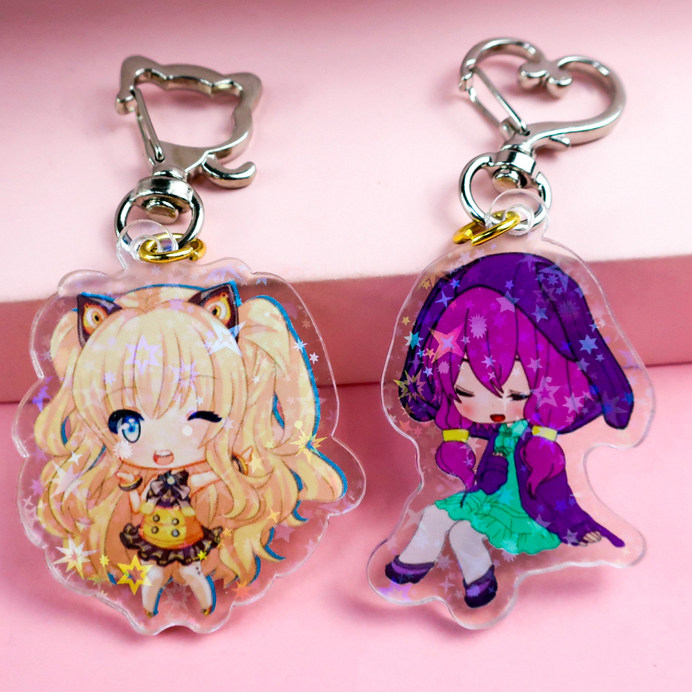 Custom Your Own Logo Kawaii Keychain Keyring Fashion Cartoon Print Cute Pendant Acrylic Key Chain