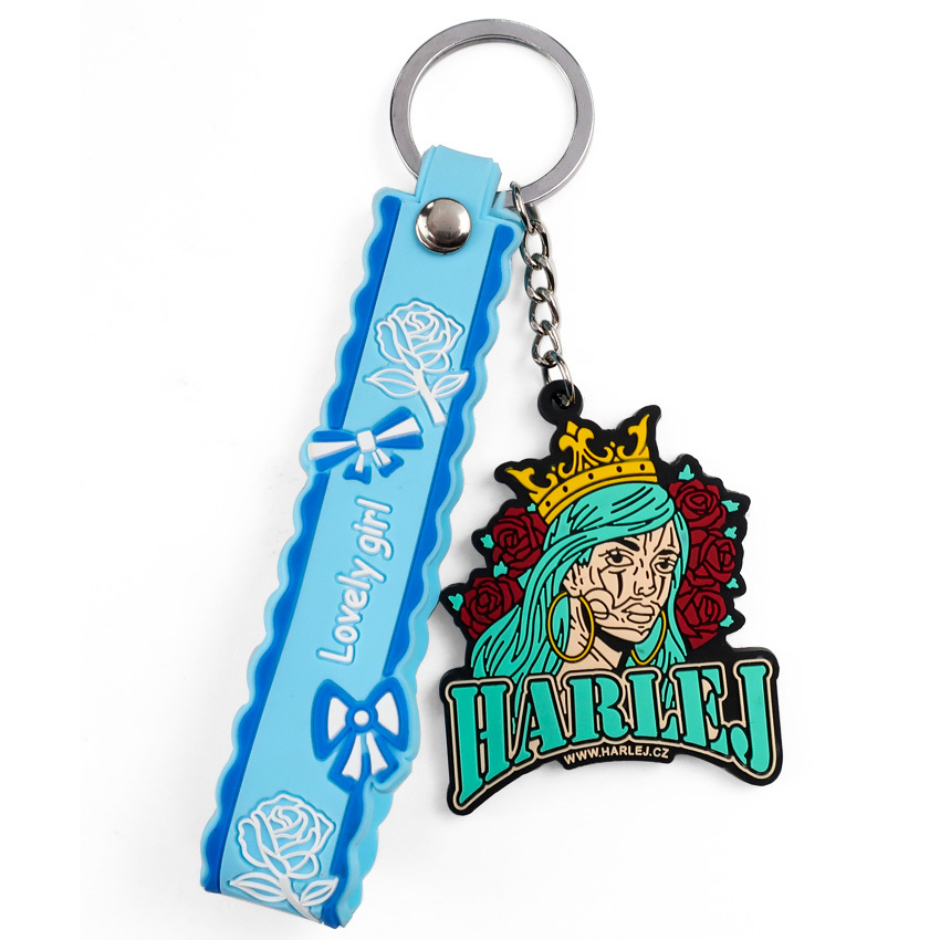 Cute Bracelet Wristlet Strap Keychain Custom logo Free Samples Custom Rubber Key Chains with logo