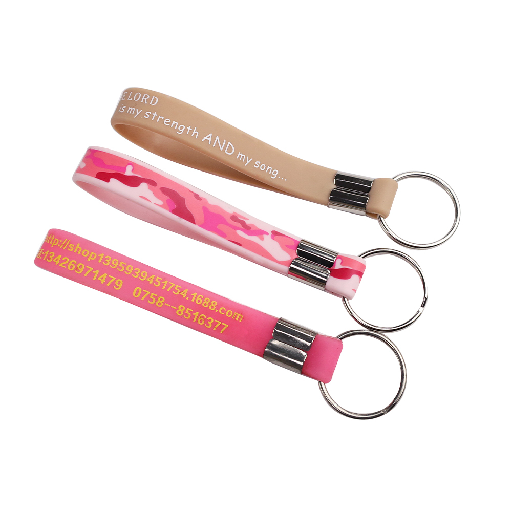 Promotional Gifts Silicone Bracelet Key Chain Keyring Silicone Wristband Lanyard Keychain