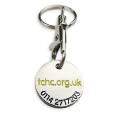 Custom Designers Trolley Token Coin Double Euro Holder Trolley Coin Keychain Flag Stainless Steel