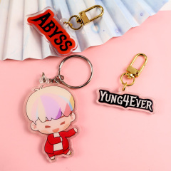 Personalized Clear Epoxy Printed logo Key Chain Anime Custom Acrylic Charm Keychain