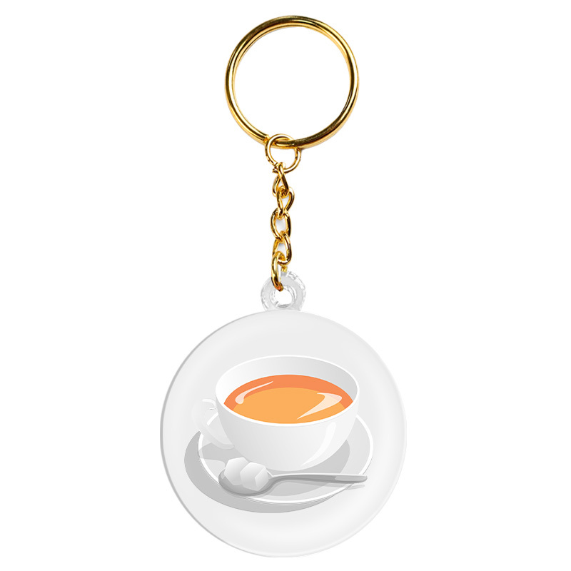 Custom logo Acrylic Key Rings Wholesale Double Sided Printed Boba Milk Tea Cup Acrylic Keychain Charms for Jewelry Making