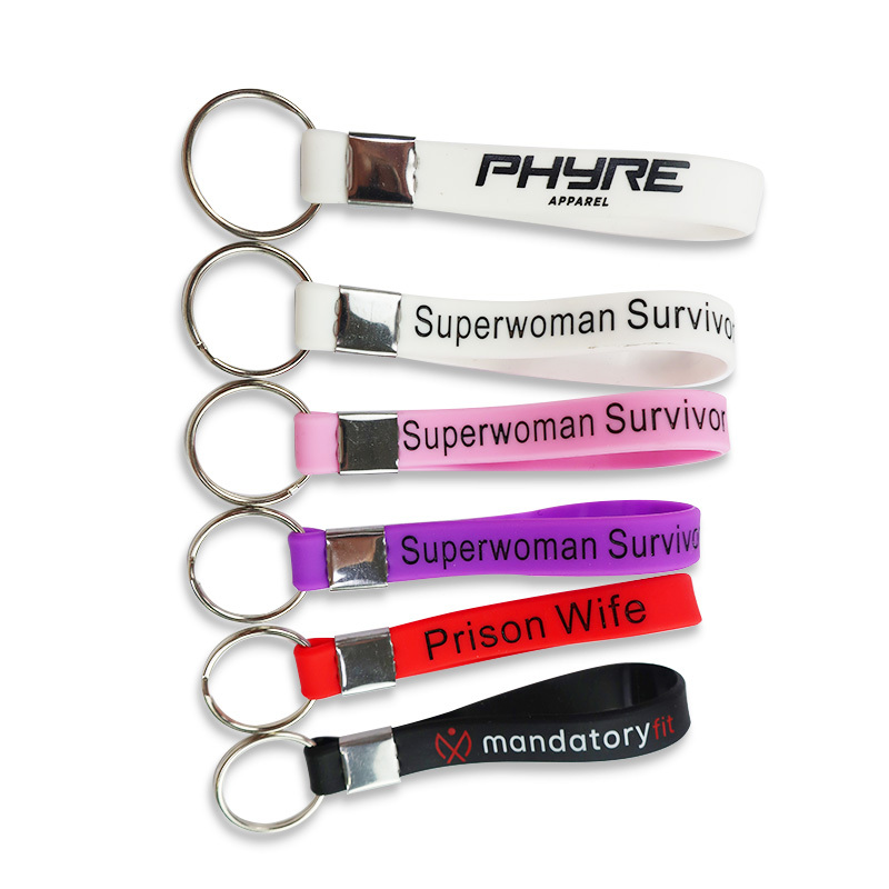 Custom rubber key chain wrist strap keychains wallet wristlet keychain strap bracelet silicon wristbands keyring