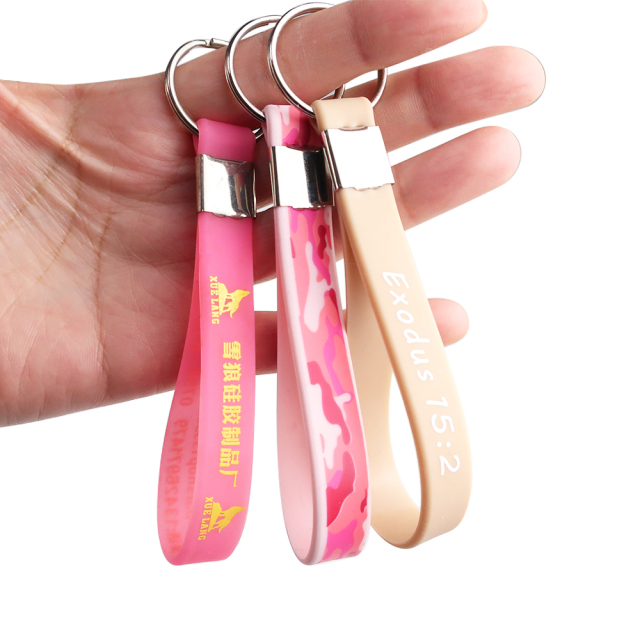Promotional Gifts Silicone Bracelet Key Chain Keyring Silicone Wristband Lanyard Keychain