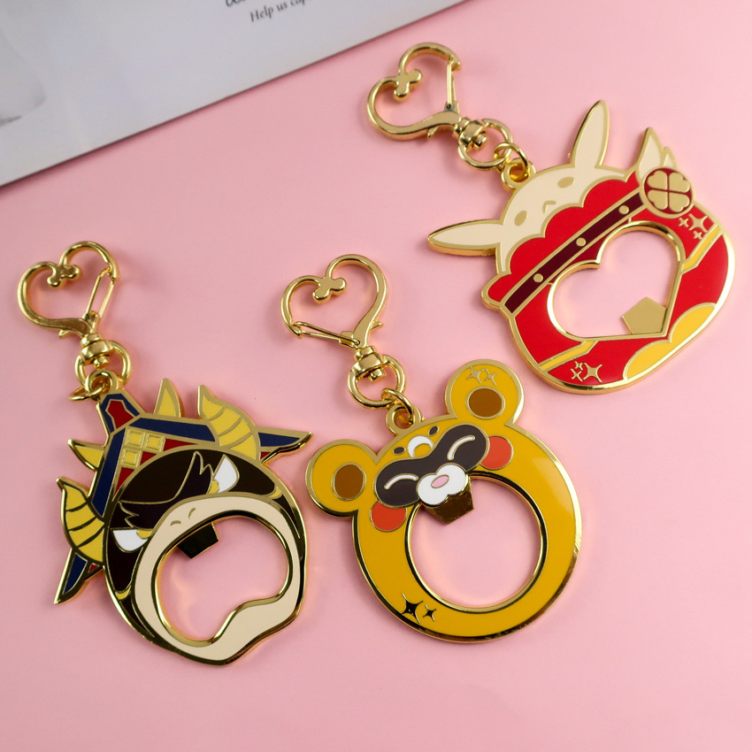 Custom Enamel Anime Hey Mini Metal Animal Shape Beer Bottle Opener Keychain Car Drink Opener Key Chain Wholesale