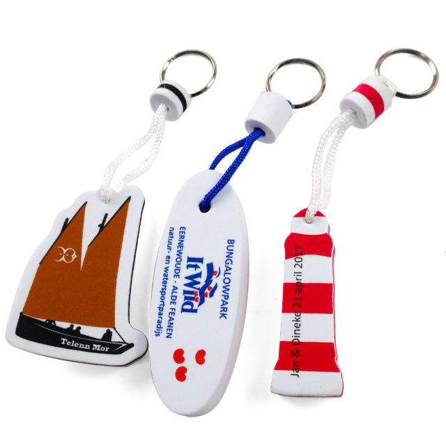 Custom Kawaii Cute Boat Shaped Rope Eva Float Fish Foam Keychains Charms Floating Key Ring
