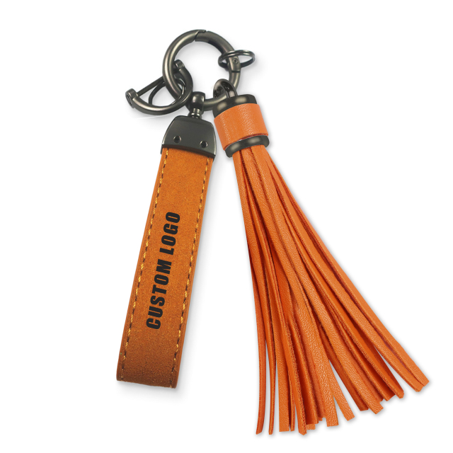 Custom Tassel Wristlet Keychain Luxury Leather Keyring for Engraving
