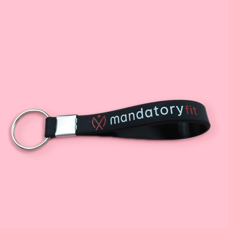 Custom Designer Silicone Bracelet Wristlet Pvc Rubber Key Chain Soft Eco Strap Keychain