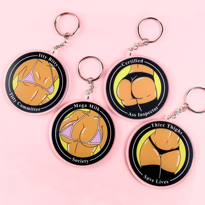 Custom logo Your Design Double Sided Printed clear Epoxy Round Acrylic Keychain Charm Wholesale