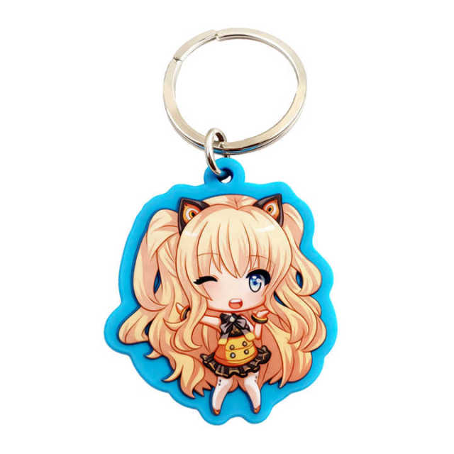 Promotional Giveaway Oem Simple logo Printable Plastic Pvc Plastic Keychains Anime Characters