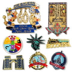 Wholesale Custom Metal Gifts logo Painted Color Casting Fridge Magnets Die Cut Refrigerator Magnet for Touris Souvenir
