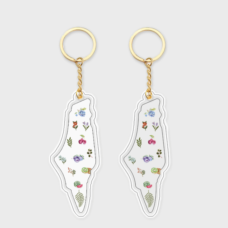 Custom Double Sided Acrylic Transparent Keychain Charm Holographic Palestine Key Chain