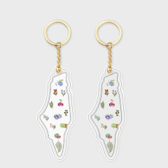 Custom Double Sided Acrylic Transparent Keychain Charm Holographic Palestine Key Chain