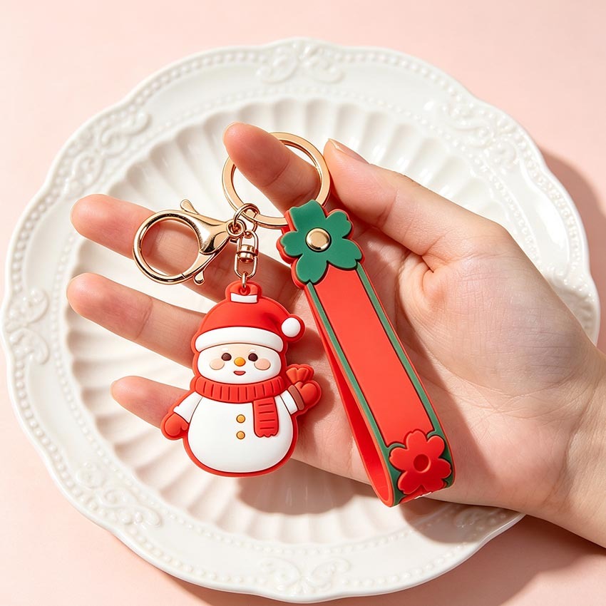 Personalized Christmas PVC Keychain Custom Holiday Party Favor Gift