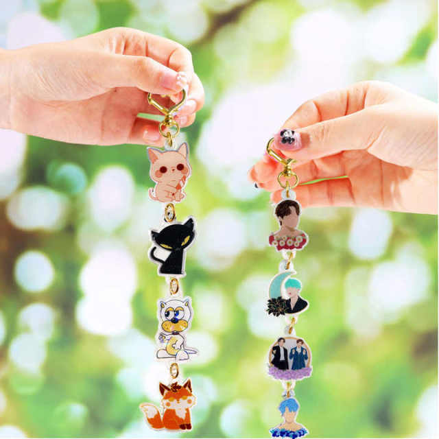 Fast Custom Colourful Linked Hinged Printed Craft Acrylic Purse Charms
