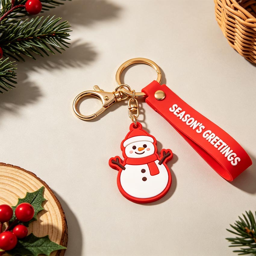 Personalized Christmas PVC Keychain Custom Holiday Party Favor Gift