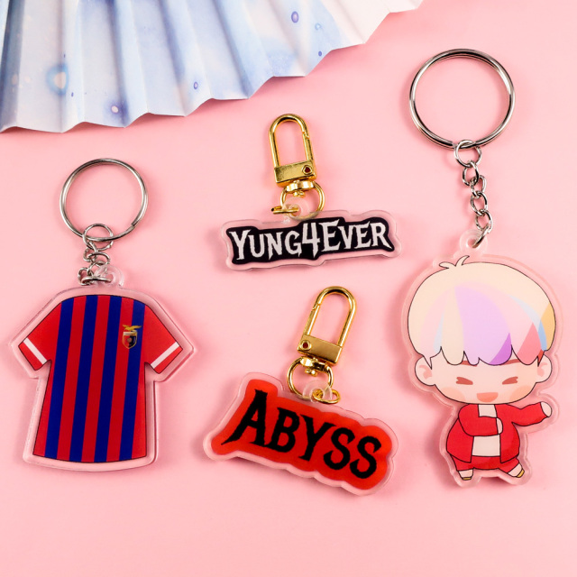 Bulk Epoxy Acrylic Promotional Gifts Custom Personalized Printing Acrylic Transparent Acrylic Badge Keychain Charm